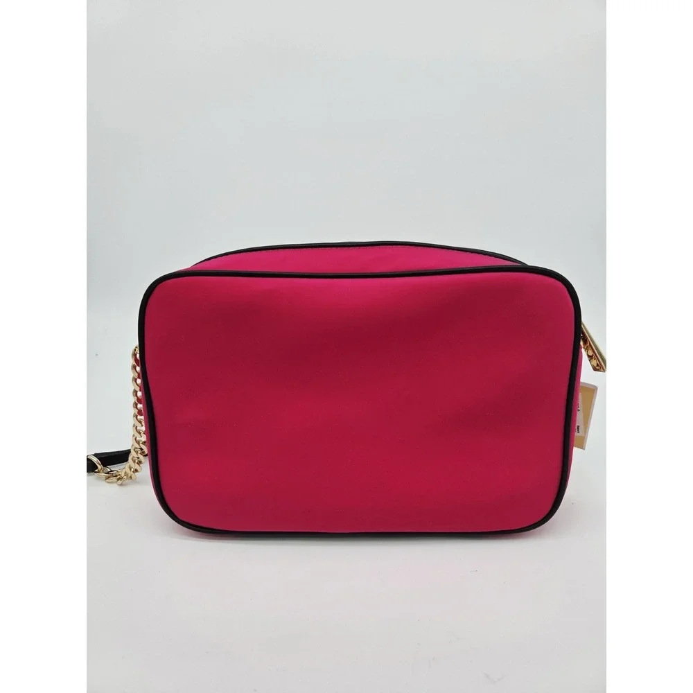 New‎ Michael Kors Hot Pink Magenta Polly Nylon Crossbody Purse Bag Gold